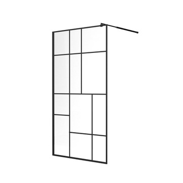 ŚCIANKA SZYBA WALK-IN 80CM SZKŁO 8MM CZARNA WZÓR