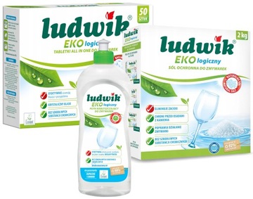 LUDWIK Ekologiczny Tabletki x50 Sól 2kg Płyn Nabłyszczacz do Zmywarki 500ml