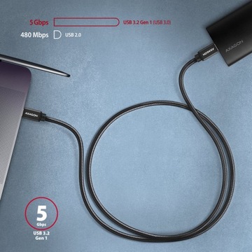 Axagon USB-C - USB-C USB 3.2 PD кабель 60Вт 1м в оплетке