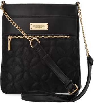 MONNARI Czarna PIKOWANA TOREBKA Damska LISTONOSZKA Elegancka TORBA NA RAMIĘ