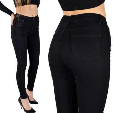 Spodnie Jeansy Wysoki Stan Jeansowe Push-Up Skinny