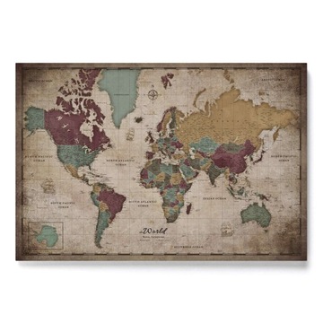 Mapa Korkowa Świata w języku Angielskim Stary styl 150x100cm