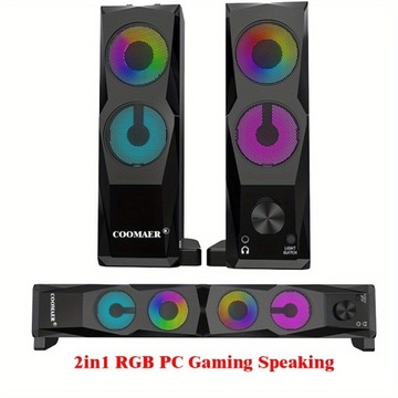 COOMAER RGB Sound Spectacle - 2-in-1 Dual Horn Speaker System with Hi-Fi Su