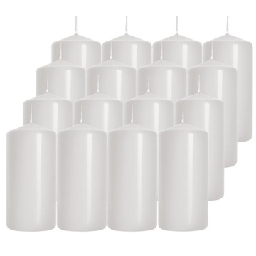 ZESTAW 16 ŚWIECZEK 10x5 cm BIAŁA ŚWIECA WALEC ŚLUB