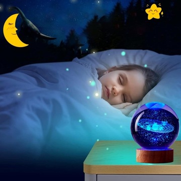СТЕКЛЯННЫЙ ШАР СВЕТОДИОДНАЯ НОЧНАЯ НАСТОЛЬНАЯ ЛАМПА ДЕКОРАТИВНАЯ 3D КОМПОЗИЦИЯ ПОДАРОК