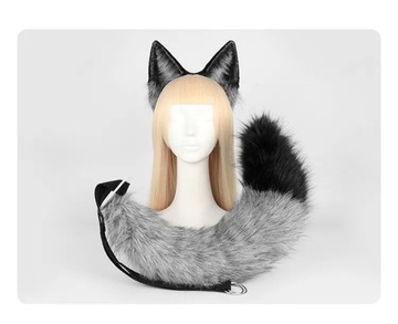 МЕХОВОЙ КОМПЛЕКТ - ХВОСТОВЫЕ УШИ WOLF PAPS - НАряд КОСТЮМА ВОЛКА