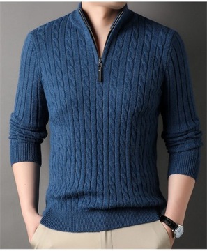 2023 Winter Men's Quarter Zip Sweater Slim Fit Cas