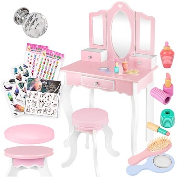 KINDERPLAY DUŻA DREWNIANA TOALETKA DLA DZIEWCZYNKI DZIECI 105,5CM + TATUAŻE