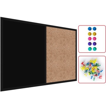 Tablica COMBI korkowa czarna magnetyczna 90x60 cm