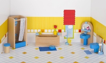 Meble dla lalek łazienka 17 elementów Goki 3+