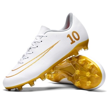 38 BUTY PIŁKARSKIE SPORTOWE LANKI BIAŁE KORKI 10 ORLIK MURAWA UNISEX ZŁOTY
