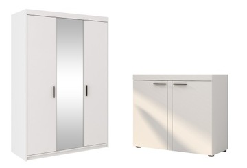 Zestaw Mebli RIMO SZAFA 130 LUSTRO + KOMODA BIAŁA