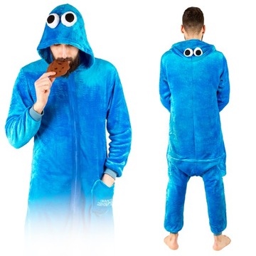 ONESIE KIGURUMI NIEBIESKI ELMO JEDNOCZĘŚCIOWA PIŻAMA PRZEBRANIE UNISEX L