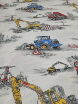 BAWEŁNA POŚCIELOWA DZIECIĘCA KOPARKI CIĘŻARÓWKI BUDOWA 160 CM