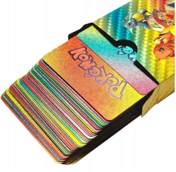 Карты POKEMON 3в1, 165 штук, набор разноцветных - серебро + черный + радуга