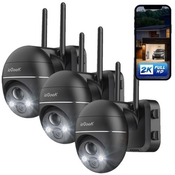 Kamera Obrotowa Baterią Bezpieczeństwa Zewnętrzna WiFi 3MP 2K 4xZOOM PZT×3