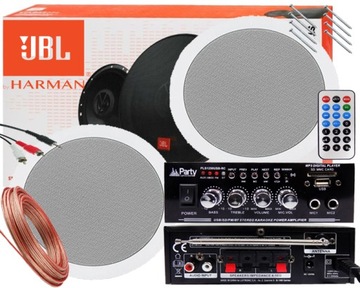 JBL GŁOŚNIKI SUFITOWE + WZMACNIACZ NAGŁOŚNIENIE DO SAUNY BIURA ŁAZIENKI