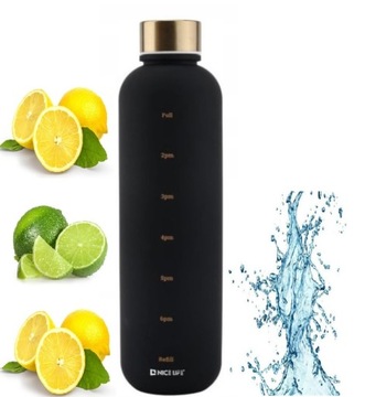 BUTELKA NA WODĘ MOTYWACYJNA DO PICIA WODY Z GODZINAMI 1000 ML 1 L 0404 C