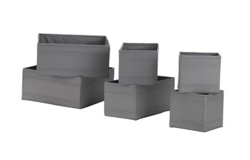 IKEA SKUBB - komplet pojemników 6 szt. ciemnoszary