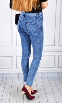 Spodnie Jeansy Wysoki Stan Jeansowe Push-Up Skinny