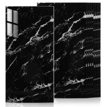 TAPETA MARMUROWA SAMOPRZYLEPNA, CZARNA, PVC, 60X30 CM - 10 SZTUK
