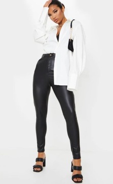 PRETTYLITTLETHING EQR CZARNE SPODNIE ECO SKÓRA XS