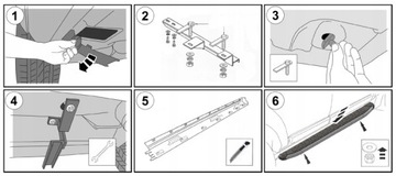 STUPNĚ BOČNÍ BOK PRAHY B04 STŘÍBRNÉ + SADA MONTÁŽ DO STUPŇŮ BOČNÍCH 5K PARTS