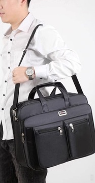 БОЛЬШАЯ МУЖСКАЯ БИЗНЕС-СУМКА НА НОУТБУКЕ ЧЕРНАЯ С ПРОЧНЫМ РЕМЕНЕМ