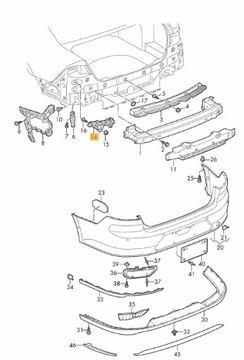 LEVÉ VÝZTUHA DRŽÁKY NÁRAZNÍKU PASSAT B8 SEDAN ZADNÍ