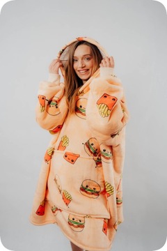 KOC BLUZA Comfy Moment Kocobluza bluzokoc Burger Oversize 2w1Polska prezent