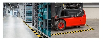 ЛЕНТА САМОКЛЕЯЩАЯСЯ ПРЕДУПРЕЖДАЮЩАЯ ЖЕЛТАЯ ЧЕРНАЯ 48 ММ x 33 МЕТРА С МАРКИРОВКОЙ