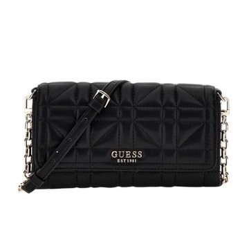 GUESS Czarna torebka z funkcją portfela Assia Mini