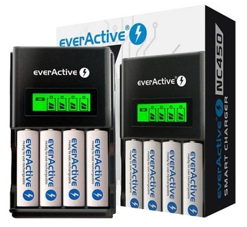 ŁADOWARKA AKUMULATORKÓW BATERII AA AAA + 4x AKUMULATORKI AA R6 2000mAh