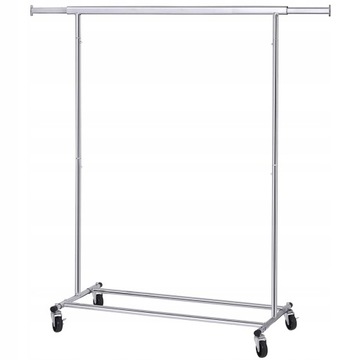 ЦЕЛЬНОМЕТАЛЛИЧЕСКАЯ ВЕШАЛКА ДЛЯ ОДЕЖДЫ НА КОЛЕСАХ, РЕЙКА