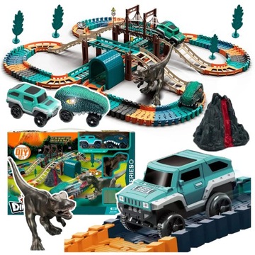 Mega Tor Wyścigowy Park Samochodowy Dinozaurów Dino Park 2 Autka Mosty XXL