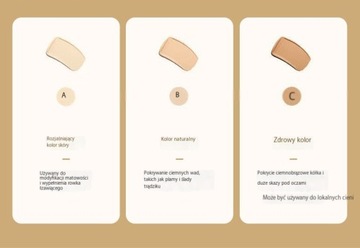 trójkolorowa paleta korektora obejmująca trądzik i cienie