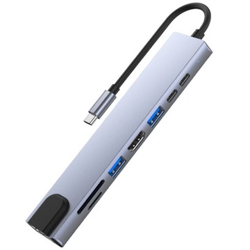 АДАПТЕР-концентратор 9 В 1 USB-C 3.0 SD FT HDMI 4K PD LAN RJ45 USB-C MHL Thunderbolt 3