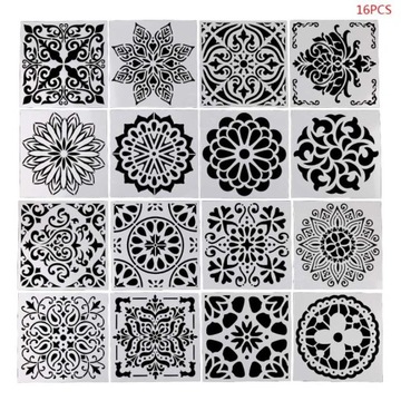 16 sztuk/zestaw Mandala szablon do rysowania władc