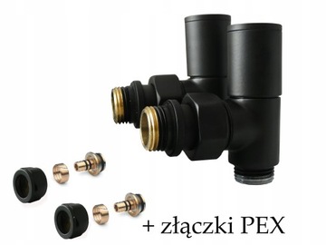 Zestaw zaworów grzejnikowych APM Czarny Pex