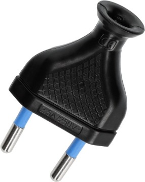 WTYCZKA SIECIOWA PŁASKA PROSTA NA KABEL 2,5A 230V CZARNA