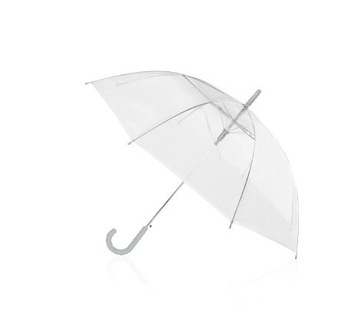 Parasol przezroczysty parasolka długa ze srebrną rączką 84 cm