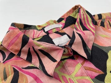 Яркая льняная рубашка Chico's No-iron FreshChic с листьями, размер L/XL