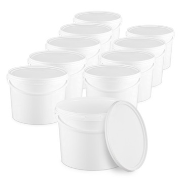 10x Wiadro plastikowe 10 Litr Białe na ŻYWNOŚĆ