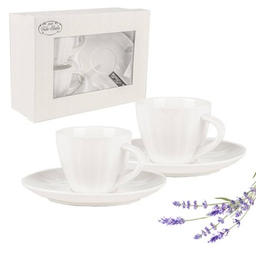 KOMPLET 2 FILIŻANEK ZESTAW FILIŻANKI SPODKI 100ML PORCELANA FESTA ITALIA