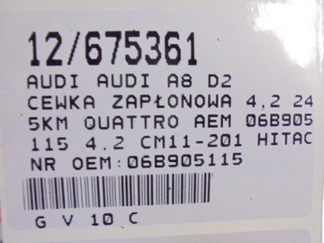 AUDI A8 D2 CÍVKA 06B905115 4,2 CM11-201