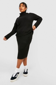 Boohoo lnn czarny sweter prążkowany komplet spódnica XXL NG8