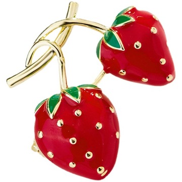 Ga-Strawberry Brooch Metal Decor Shawl