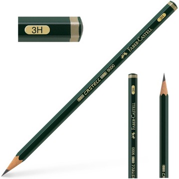 FABER CASTELL Ołówek drewniany grafitowy do szkicowania rysunku 9000 3H