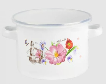 Garnek emaliowany z plastikową pokrywą 14cm/1,3L