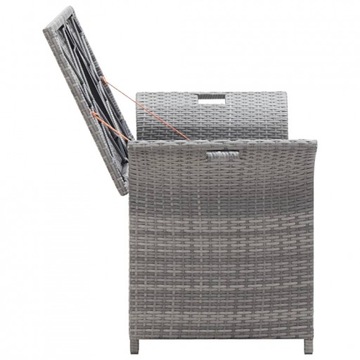 vidaXL Скамья с ящиком для хранения и подушкой, серая, 138 см, поли ротанг 45809